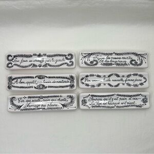ESTELLO CUTLERY HOLDERS/Knife Rests Hand Painted White Ceramic France Set of 6